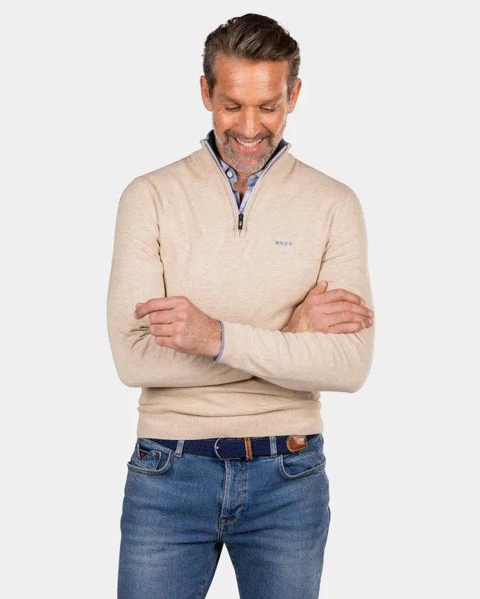 NZA New Zealand Auckland Knitwear Beige Half Zip Pullover 8211 Oat Sand 8211 Men NZA New Zealand Auckland Knitwear Beige Half Zip Pullover 8211 Oat Sand 8211 Men
