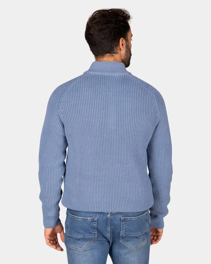 NZA New Zealand Auckland Knitwear Chunky Knit Blue HalfZip Sweater 8211 Mineral Blue 8211 Men NZA New Zealand Auckland Knitwear Chunky Knit Blue HalfZip Sweater 8211 Mineral Blue 8211 Men