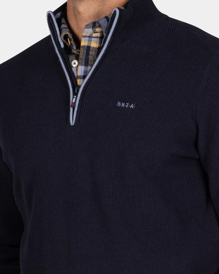NZA New Zealand Auckland Knitwear Dark Blue Chenille HalfZip Sweater 8211 Winter Navy 8211 Men NZA New Zealand Auckland Knitwear Dark Blue Chenille HalfZip Sweater 8211 Winter Navy 8211 Men