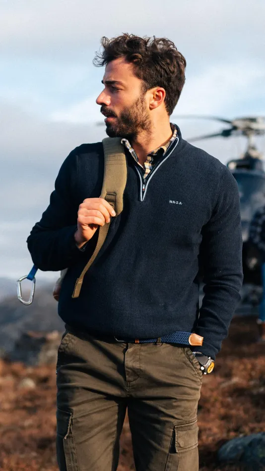 NZA New Zealand Auckland Knitwear Dark Blue Chenille HalfZip Sweater 8211 Winter Navy 8211 Men NZA New Zealand Auckland Knitwear Dark Blue Chenille HalfZip Sweater 8211 Winter Navy 8211 Men