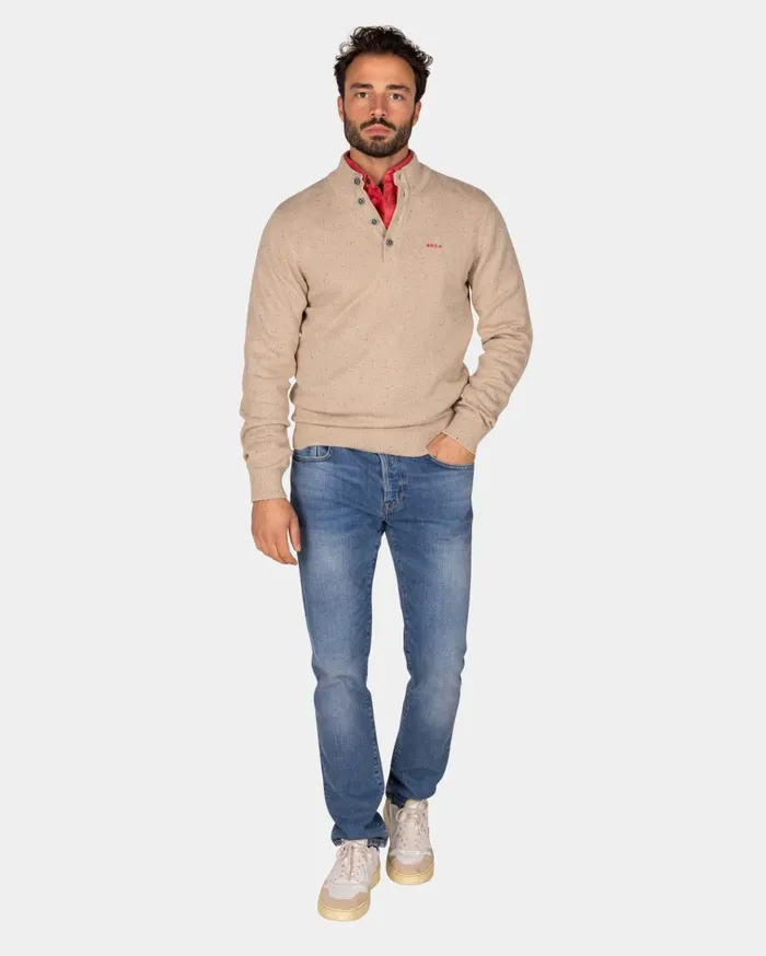 NZA New Zealand Auckland Knitwear SandColored Sweater With Buttons 8211 Shimmering Sand 8211 Men