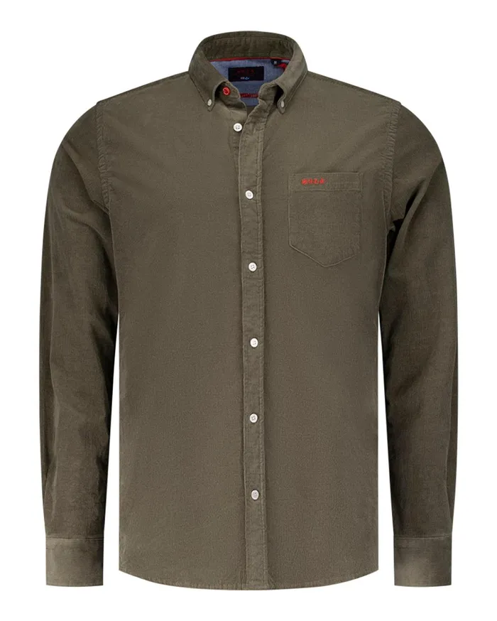 NZA New Zealand Auckland Shirts Dark Green Corduroy Shirt 8211 Gravel Green 8211 Men