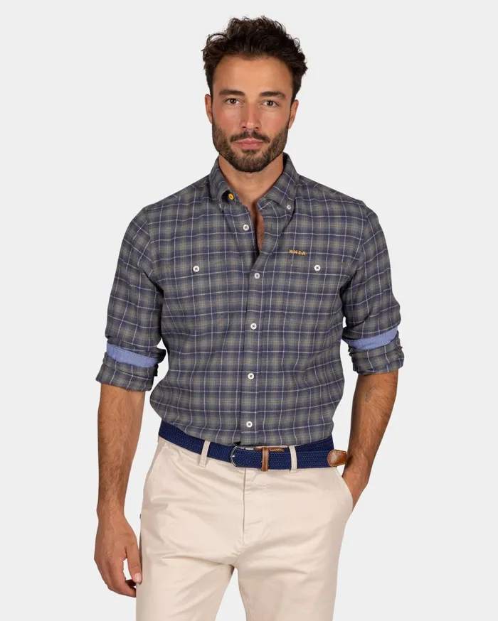 NZA New Zealand Auckland Shirts Gray Plaid Flannel Shirt 8211 Blue Multi Colour 8211 Men