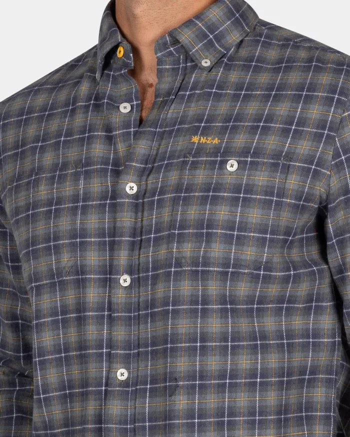 NZA New Zealand Auckland Shirts Gray Plaid Flannel Shirt 8211 Blue Multi Colour 8211 Men