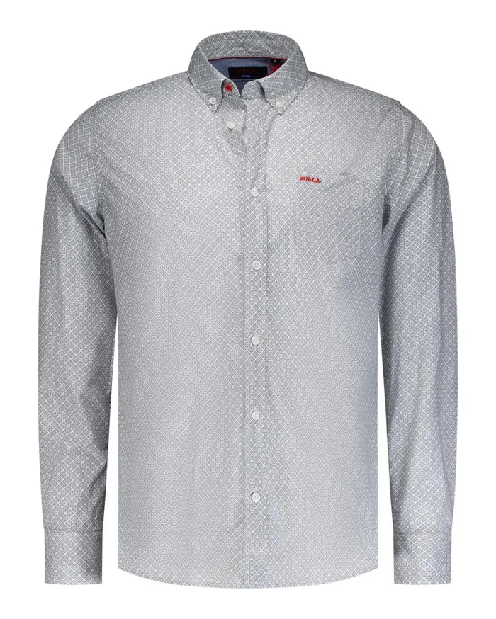 NZA New Zealand Auckland Shirts Light Gray Shirt With Polka Dot Print 8211 Off White 8211 Men