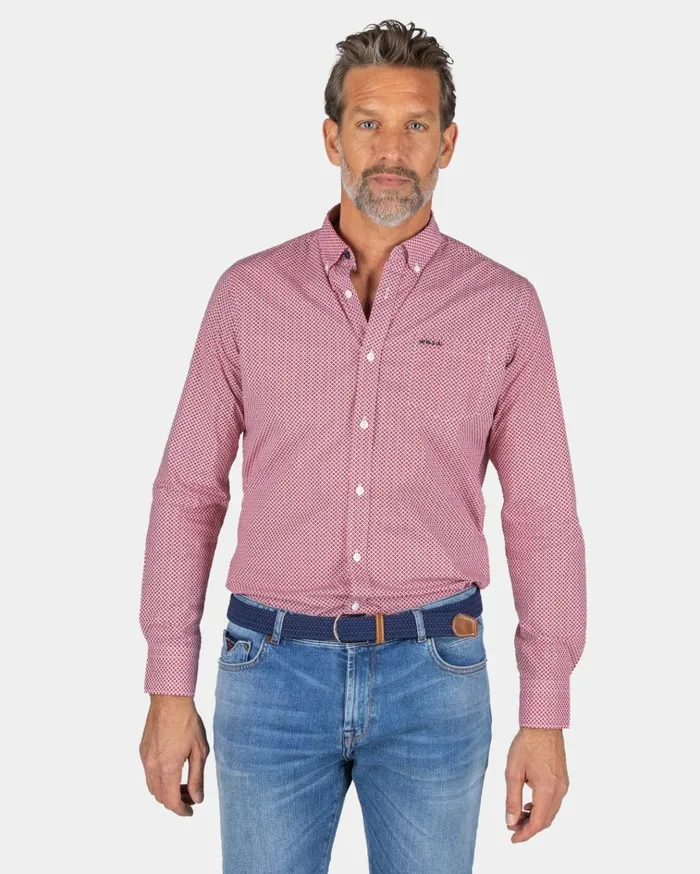 NZA New Zealand Auckland Shirts Red Cotton Shirt With Elastane 8211 Reef Red 8211 Men