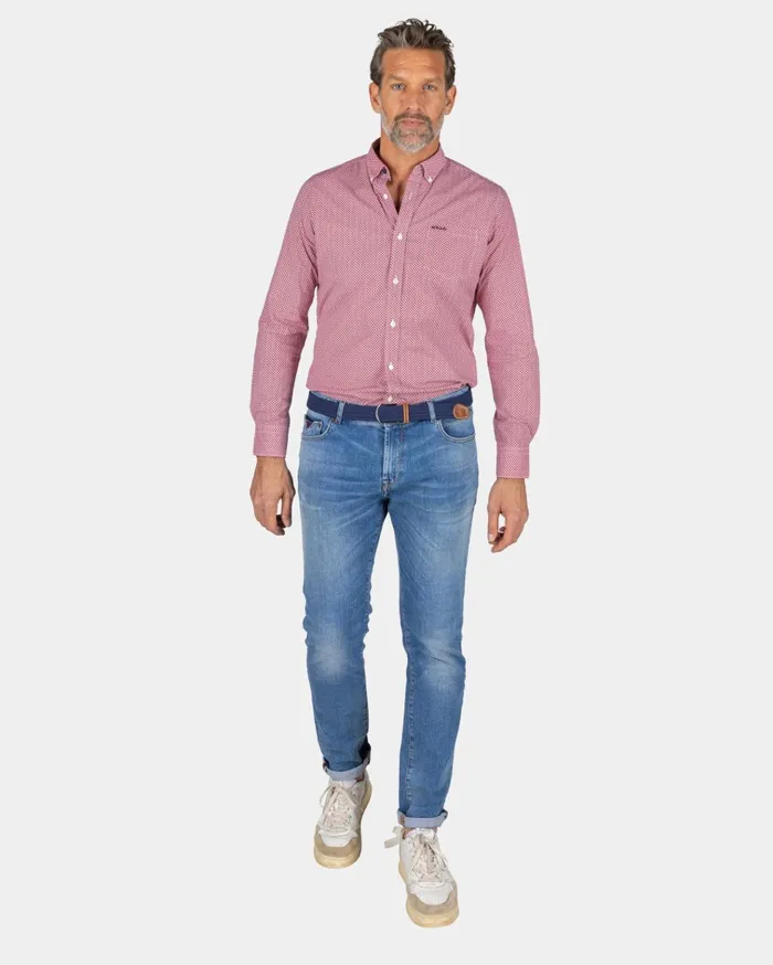 NZA New Zealand Auckland Shirts Red Cotton Shirt With Elastane 8211 Reef Red 8211 Men NZA New Zealand Auckland Shirts Red Cotton Shirt With Elastane 8211 Reef Red 8211 Men