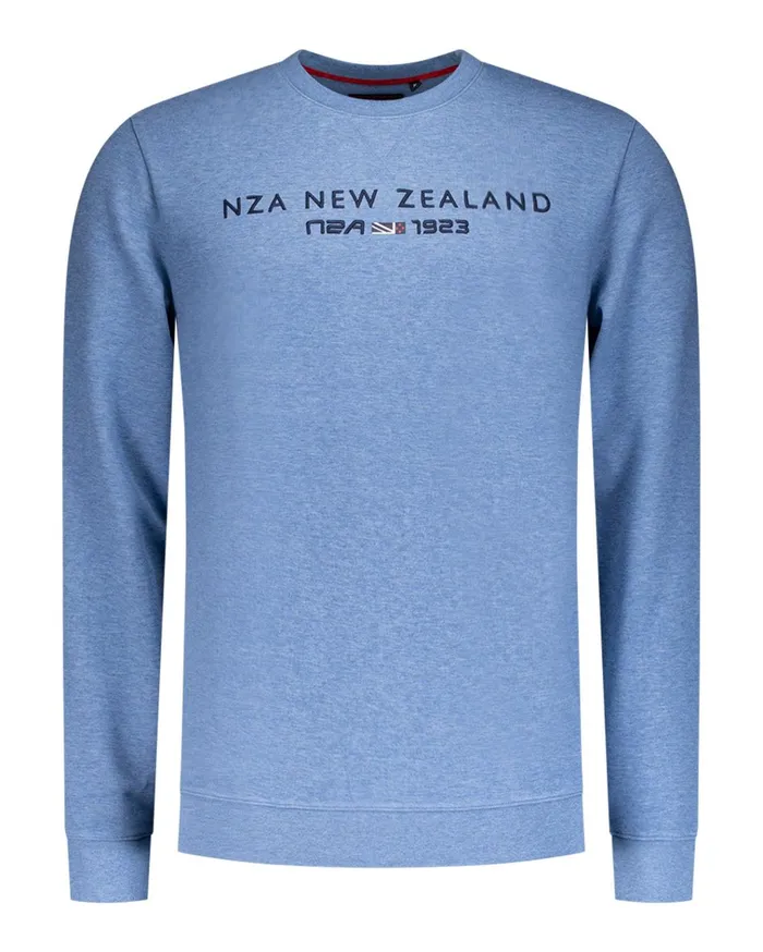 NZA New Zealand Auckland Sweatshirts Blue Sweater With Nza Logo 8211 Brave Blue 8211 Men