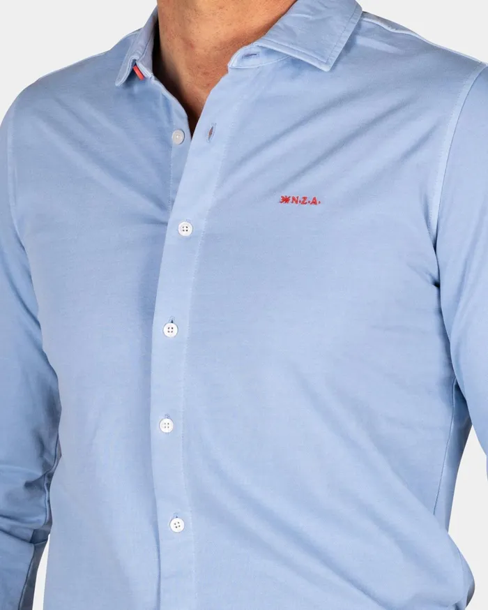 NZA New Zealand Auckland Sweatshirts Light Blue Linen Shirt 8211 Maya Blue 8211 Men