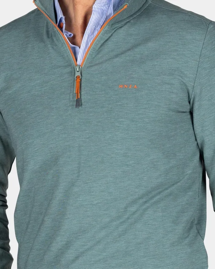 NZA New Zealand Auckland Sweatshirts Light Green HalfZip Sweater 8211 Pebble Green 8211 Men