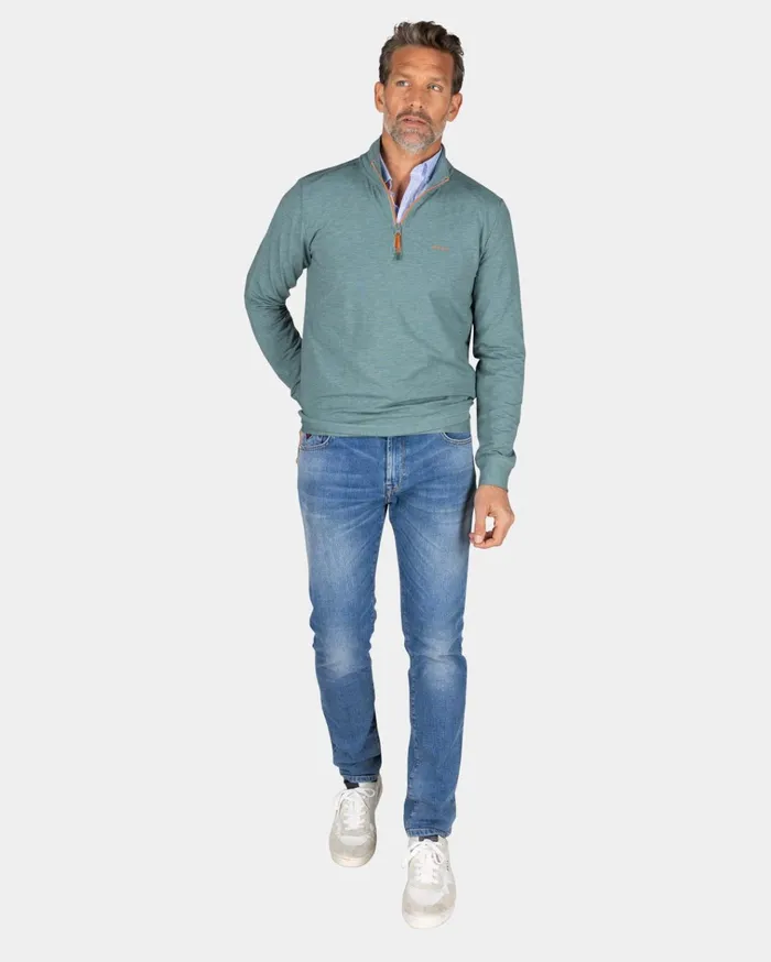 NZA New Zealand Auckland Sweatshirts Light Green HalfZip Sweater 8211 Pebble Green 8211 Men