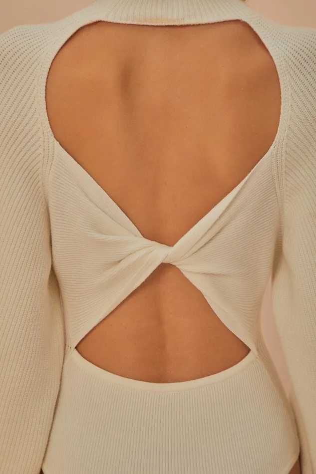 OffWhite Knit Bodysuit Women Farm Rio Bodysuits