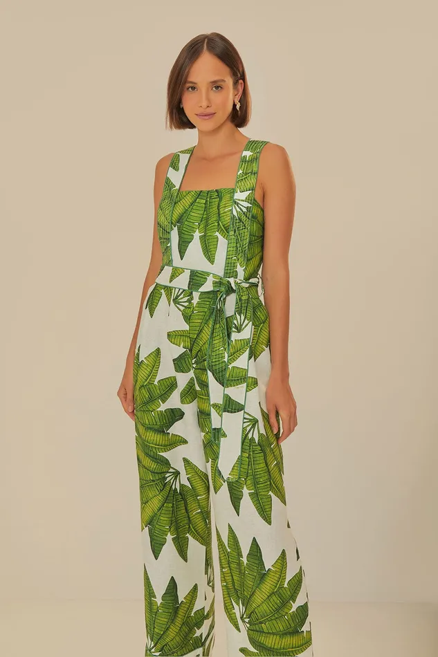 OffWhite Palm Fan Jumpsuit Women Farm Rio Jumpsuits