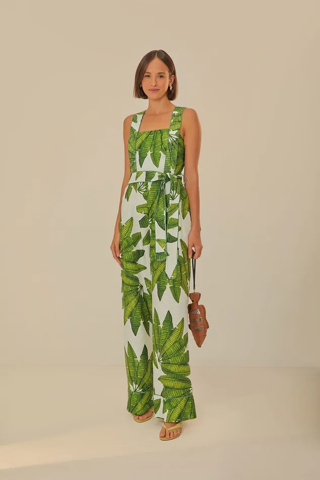 OffWhite Palm Fan Jumpsuit Women Farm Rio Jumpsuits