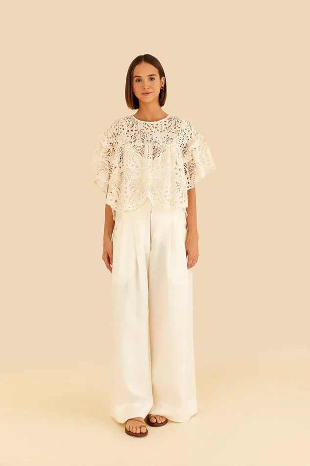 OffWhite Palm Tree Richilier Blouse Women Farm Rio Blouses