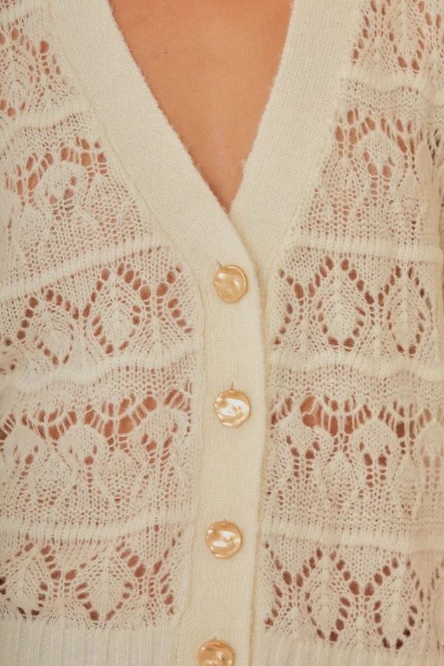 OffWhite Textured Knit Cardigan Women Farm Rio Cardigans