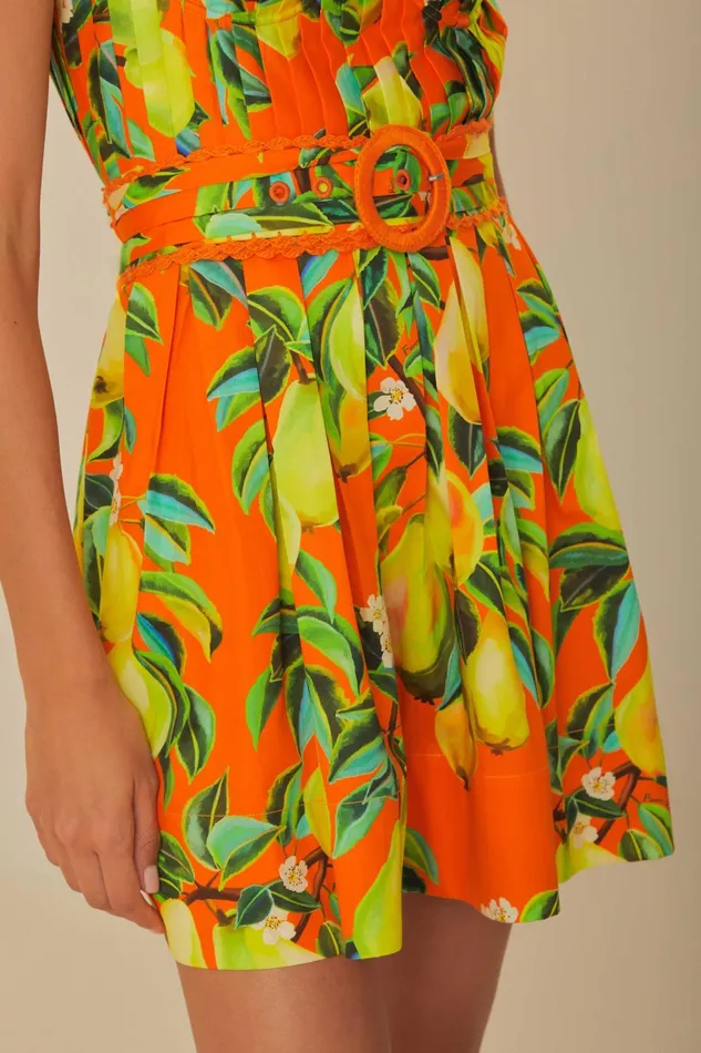 Orange Chic Pears Organic Cotton Mini Dress Women Farm Rio Mini Dresses
