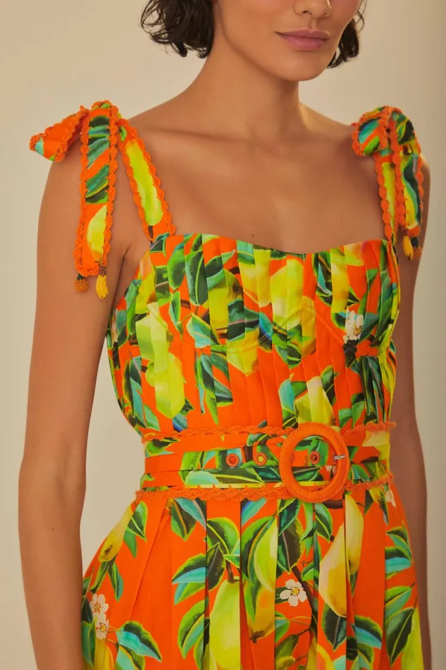 Orange Chic Pears Organic Cotton Mini Dress Women Farm Rio Mini Dresses
