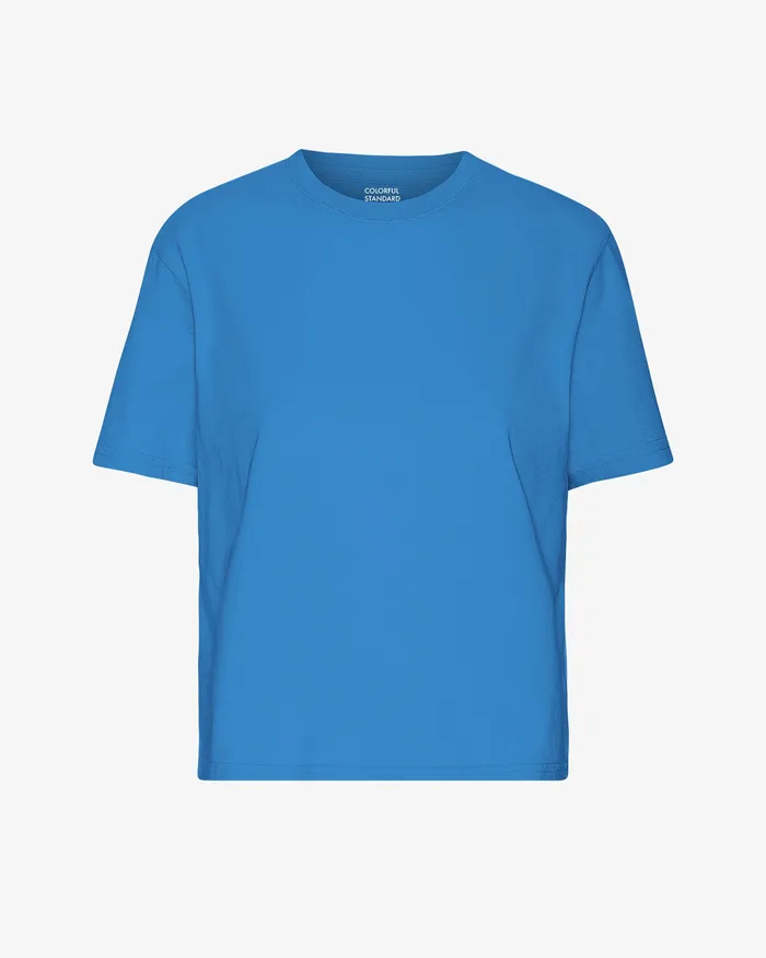 Organic Boxy Crop Tee 8211 Pacific Blue TShirts Colorfulstandard Women
