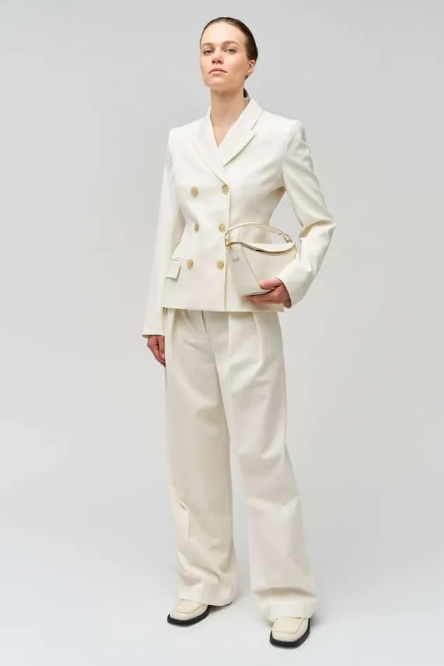 Oroton Jackets and Outerwear Shaped Double Breasted Blazer Milk 8211 Women