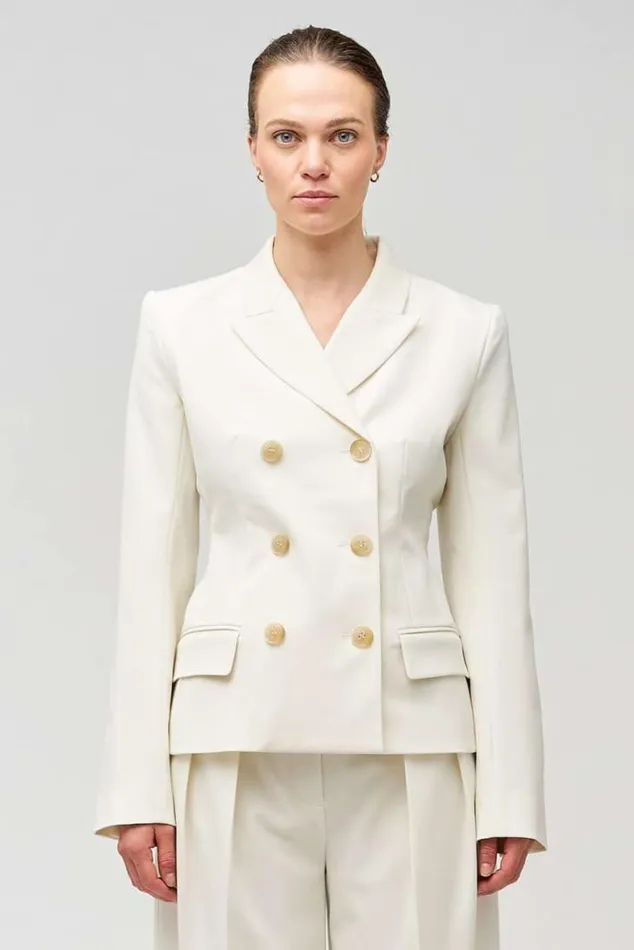 Oroton Jackets and Outerwear Shaped Double Breasted Blazer Milk 8211 Women