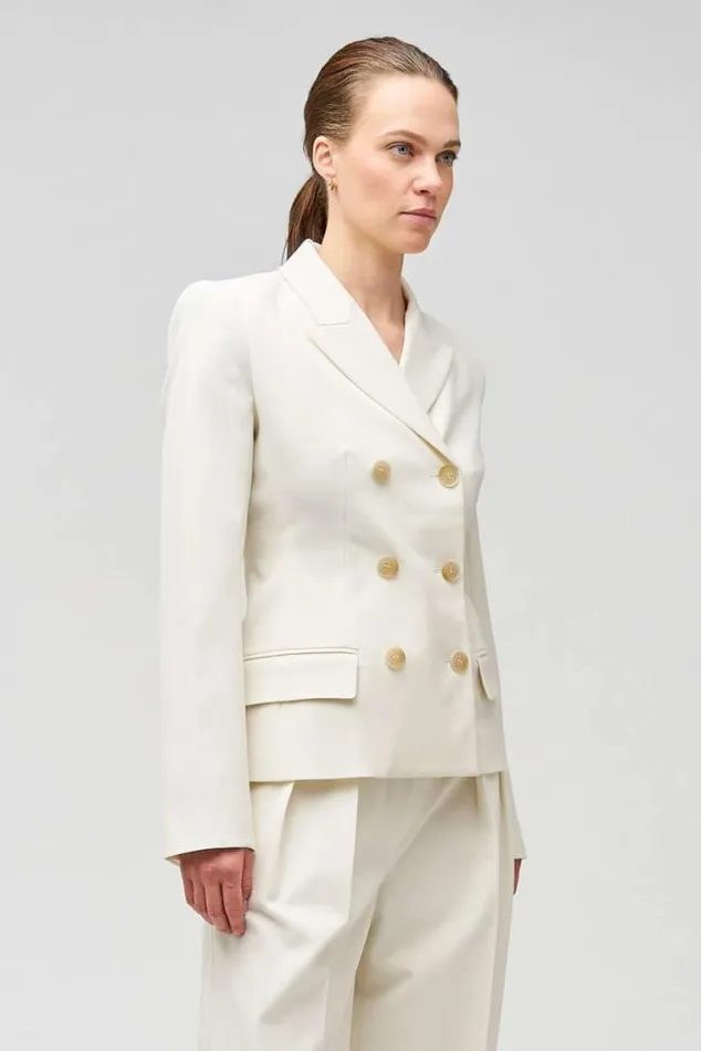 Oroton Jackets and Outerwear Shaped Double Breasted Blazer Milk 8211 Women