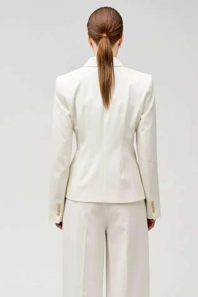 Oroton Jackets and Outerwear Shaped Double Breasted Blazer Milk 8211 Women