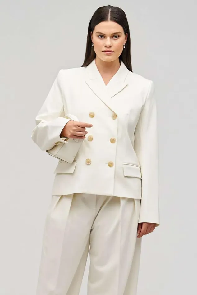 Oroton Jackets and Outerwear Shaped Double Breasted Blazer Milk 8211 Women