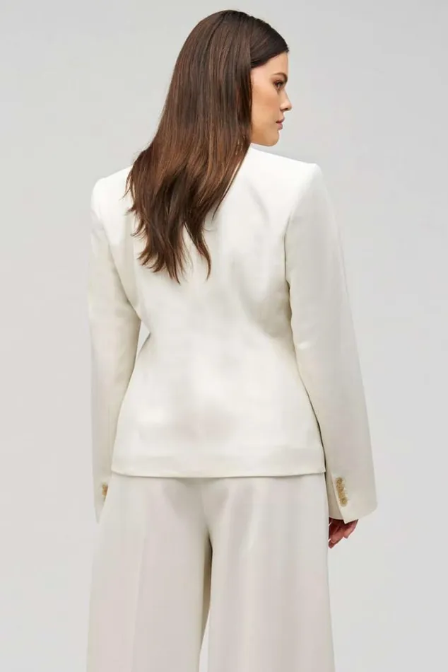 Oroton Jackets and Outerwear Shaped Double Breasted Blazer Milk 8211 Women