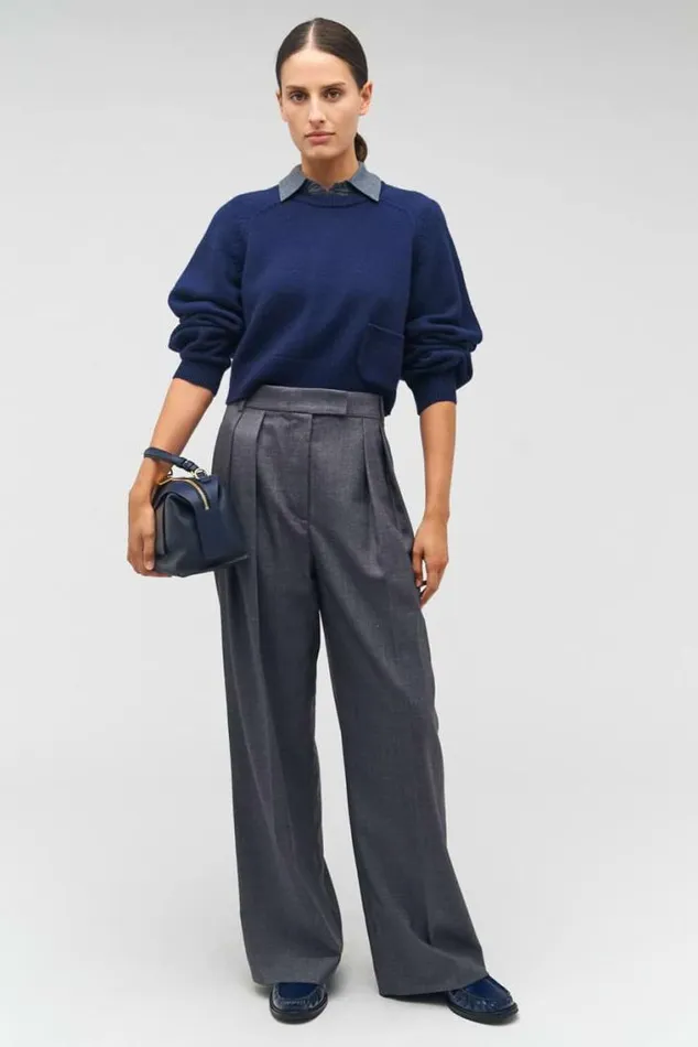 Oroton Knitwear Crop Crew Sweater North Sea 8211 Women