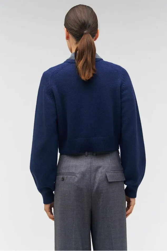 Oroton Knitwear Crop Crew Sweater North Sea 8211 Women