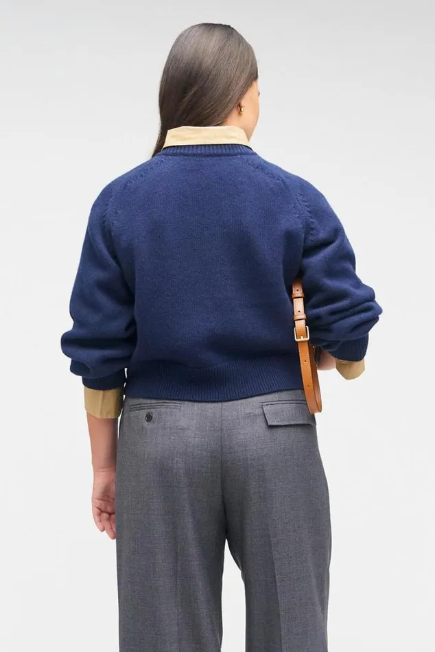 Oroton Knitwear Crop Crew Sweater North Sea 8211 Women