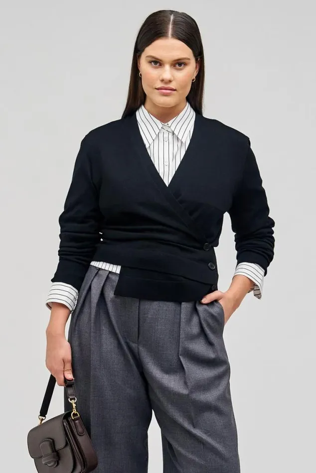 Oroton Knitwear Wrap Cardigan Black 8211 Women