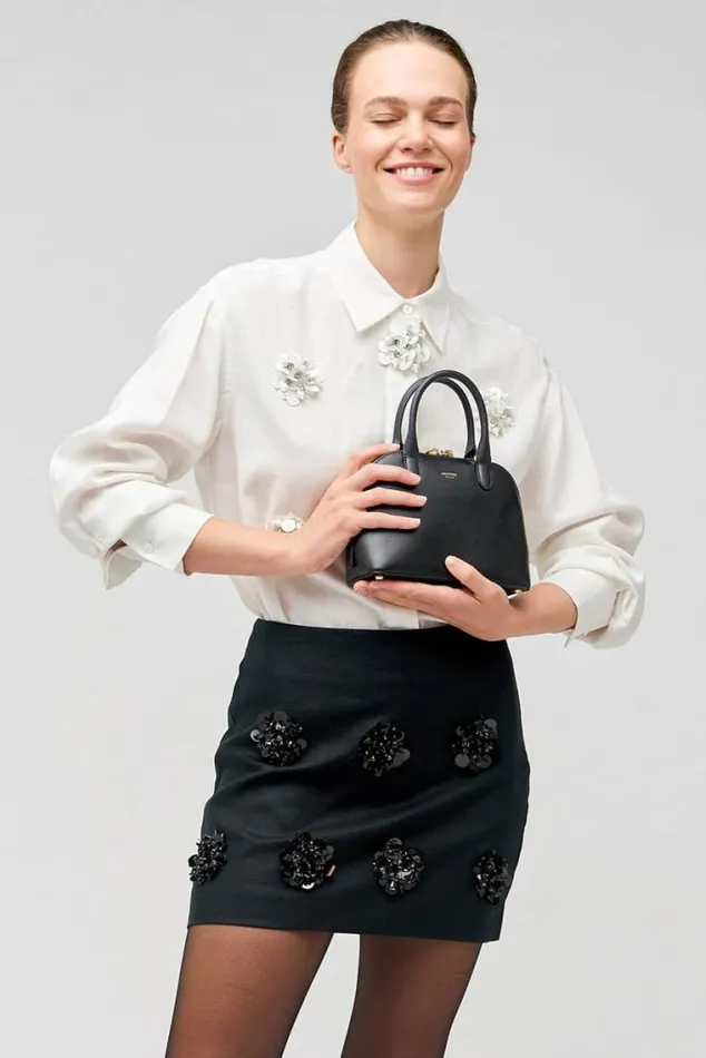 Oroton Skirts Flower Sequin Mini Skirt Black 8211 Women