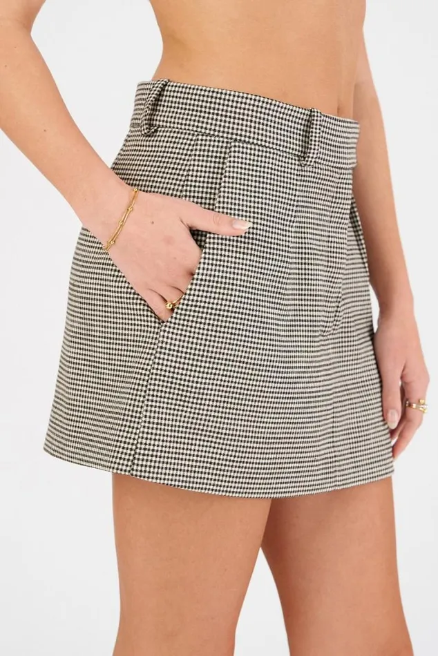 Oroton Skirts Mini Check Short Trouser Skirt Espresso 8211 Women