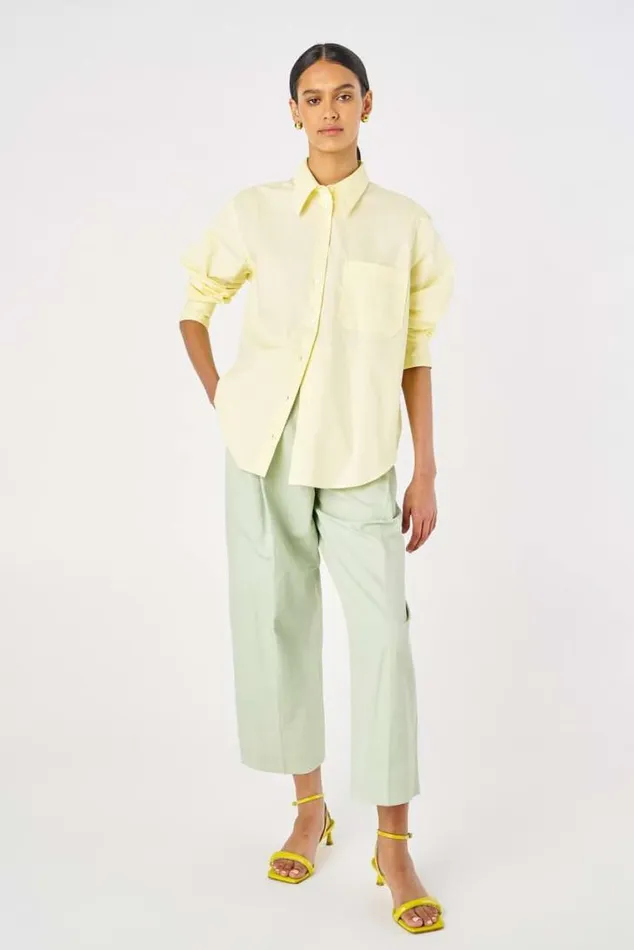 Oroton Tops Poplin Long Sleeve Shirt Lemon Curd 8211 Women