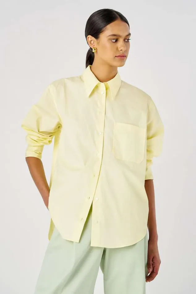 Oroton Tops Poplin Long Sleeve Shirt Lemon Curd 8211 Women