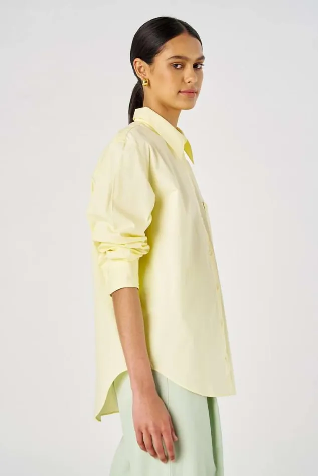 Oroton Tops Poplin Long Sleeve Shirt Lemon Curd 8211 Women