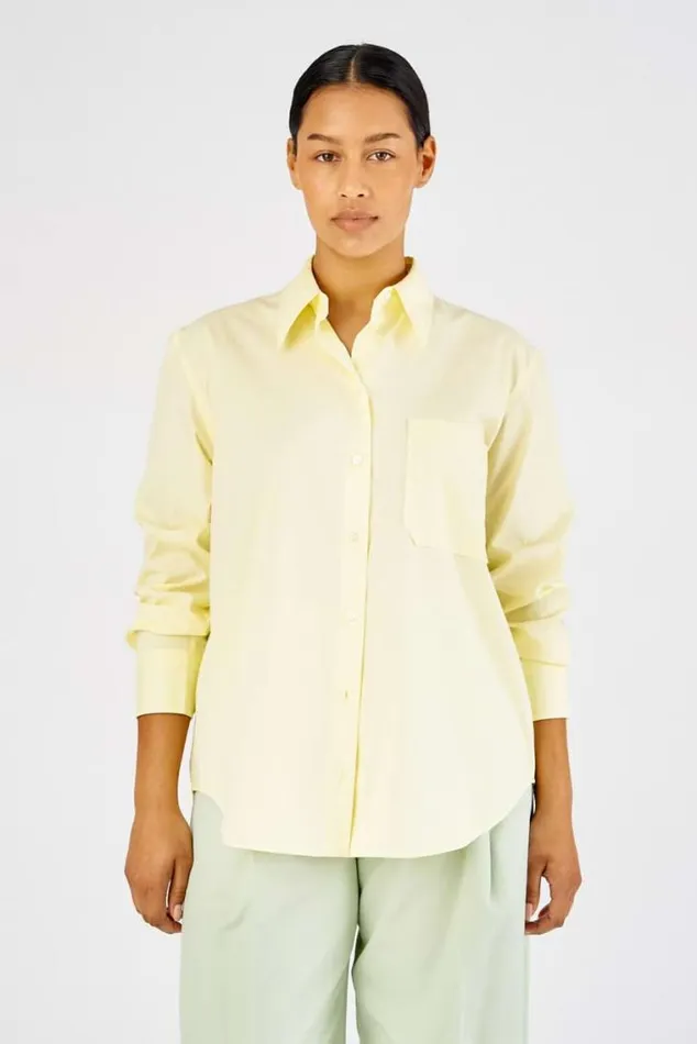 Oroton Tops Poplin Long Sleeve Shirt Lemon Curd 8211 Women