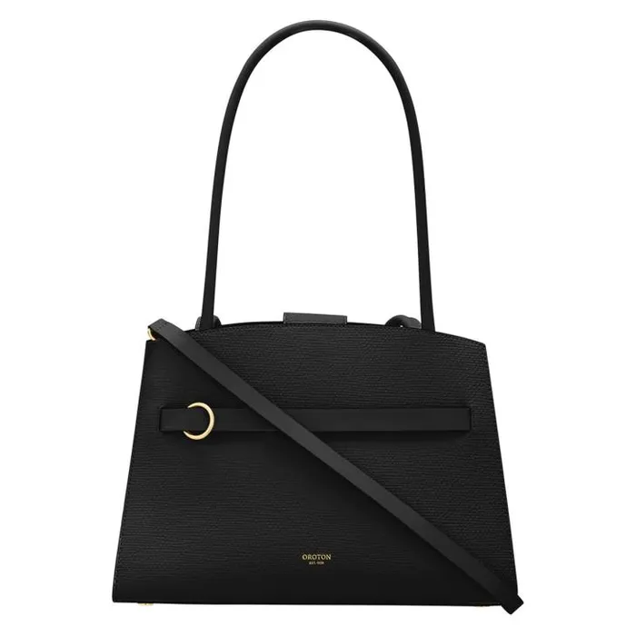Oroton Work Audrey Small Three Pocket Day Bag Black 8211 Women