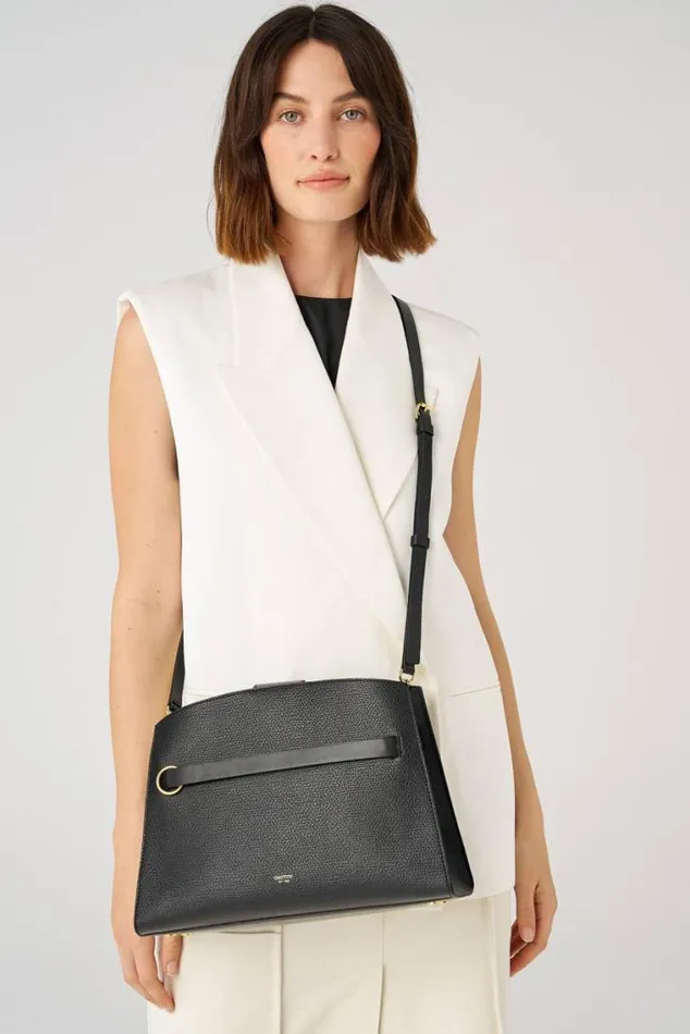 Oroton Work Audrey Small Three Pocket Day Bag Black 8211 Women