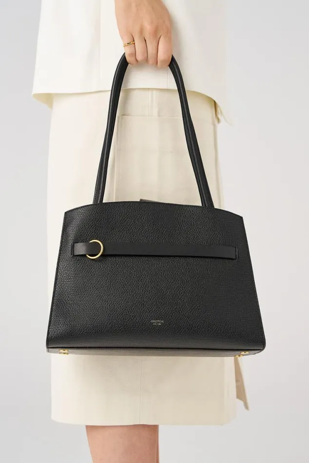 Oroton Work Audrey Small Three Pocket Day Bag Black 8211 Women