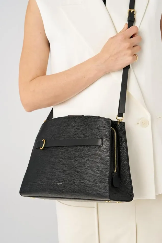 Oroton Work Audrey Small Three Pocket Day Bag Black 8211 Women