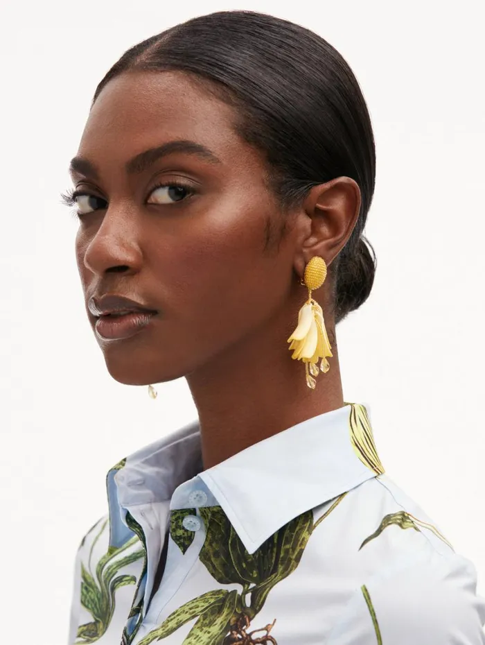 Oscar De La Renta Classic Impatiens ClipOn Earrings Yellow Women Earrings Oscar De La Renta Classic Impatiens ClipOn Earrings Yellow Women Earrings