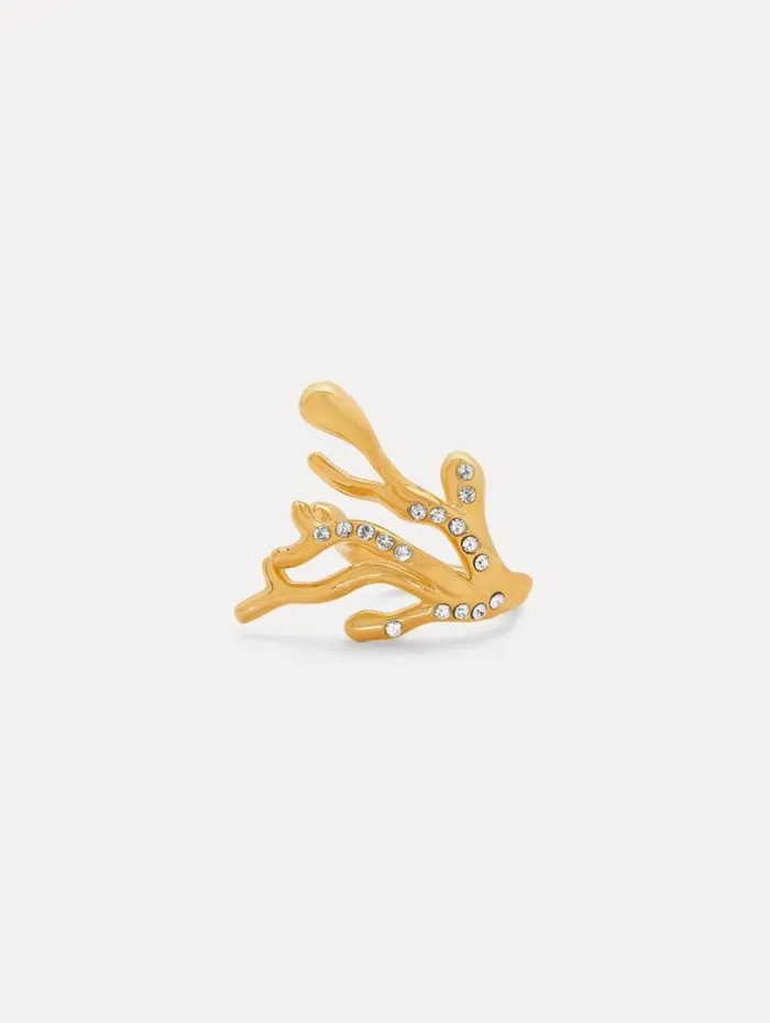 Oscar De La Renta Coral and Gold Drops Ring Gold Women Rings Oscar De La Renta Coral and Gold Drops Ring Gold Women Rings