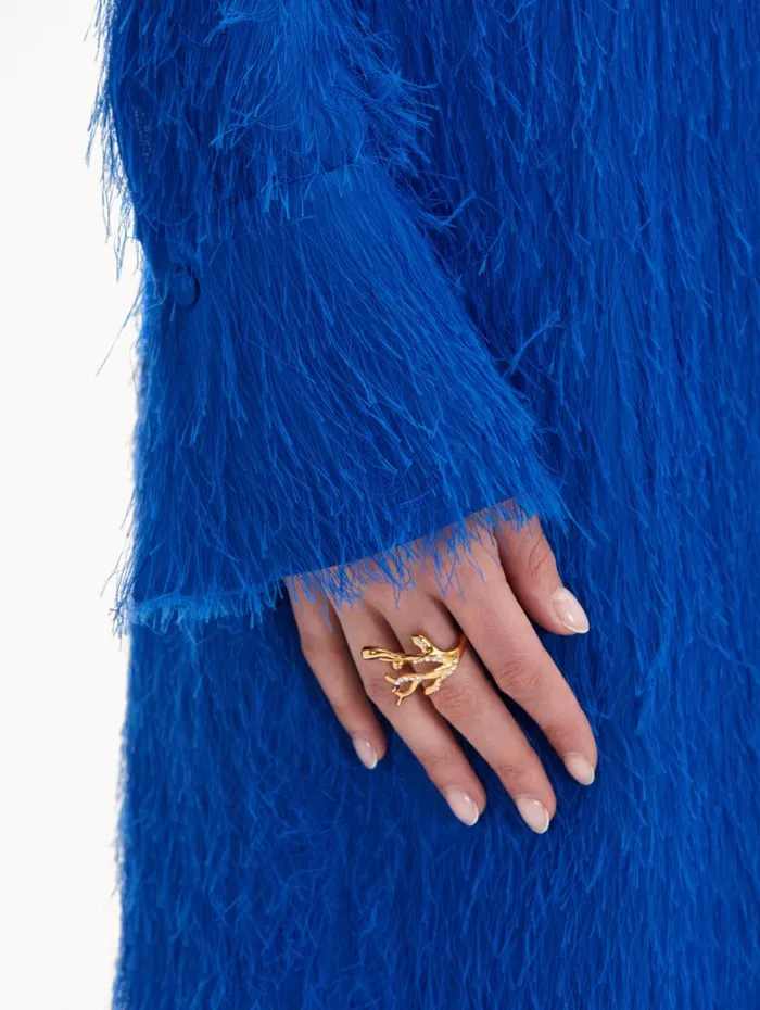 Oscar De La Renta Coral and Gold Drops Ring Gold Women Rings Oscar De La Renta Coral and Gold Drops Ring Gold Women Rings