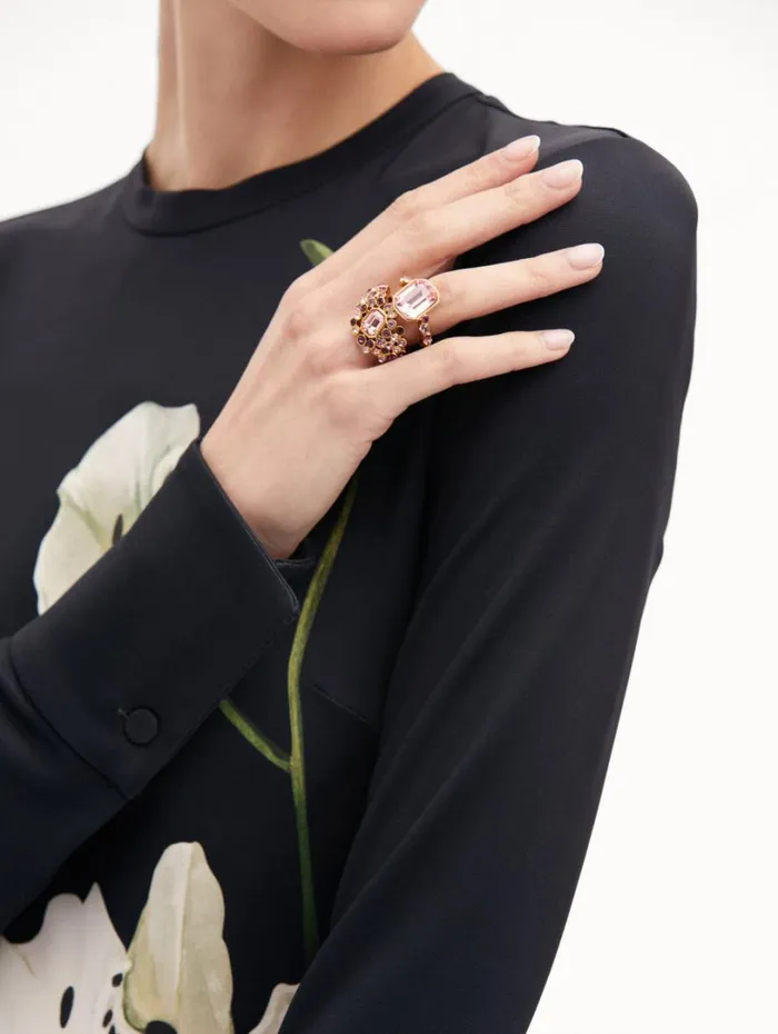 Oscar De La Renta Mixed Crystal Cluster Ring Rose Multi Women Rings Oscar De La Renta Mixed Crystal Cluster Ring Rose Multi Women Rings