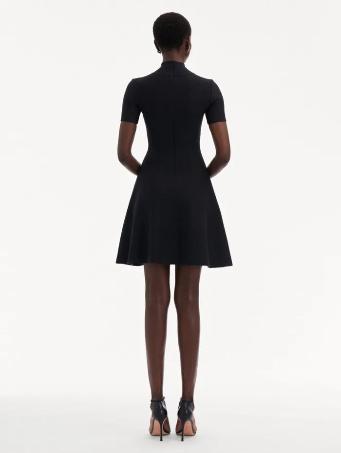 Oscar De La Renta O Flower Knit Mini Dress Charcoal Women Dresses Oscar De La Renta O Flower Knit Mini Dress Charcoal Women Dresses