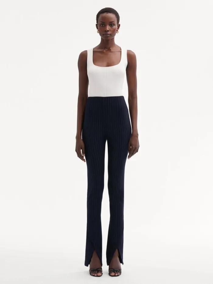 Oscar De La Renta Pinstriped Pant Navy and White Women Pants and Skirts Oscar De La Renta Pinstriped Pant Navy and White Women Pants and Skirts