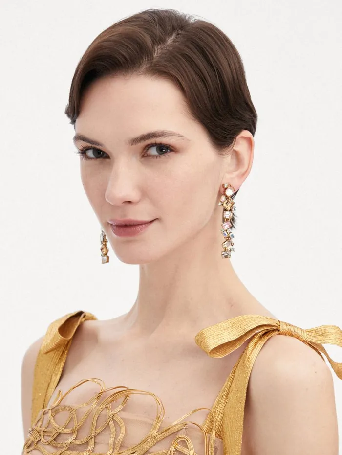 Oscar De La Renta Scramble Crystal Strand Earrings Rose Gold Multi Women Earrings Oscar De La Renta Scramble Crystal Strand Earrings Rose Gold Multi Women Earrings